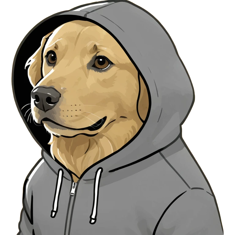Golden retriever wearing a hoodie emoji