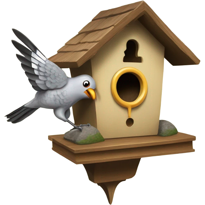 Cuckoo bird on the spring shouting from the Cuckoo clock emoji