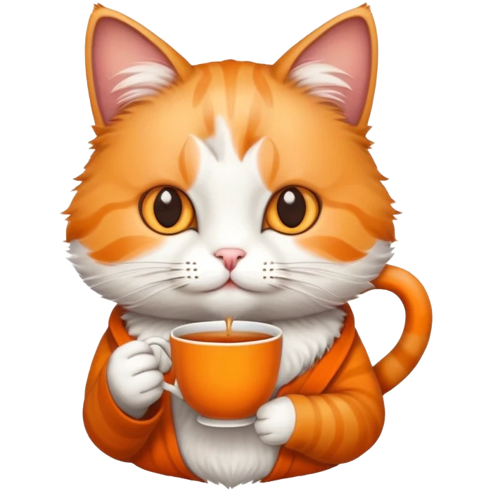 Cat holding tea emoji