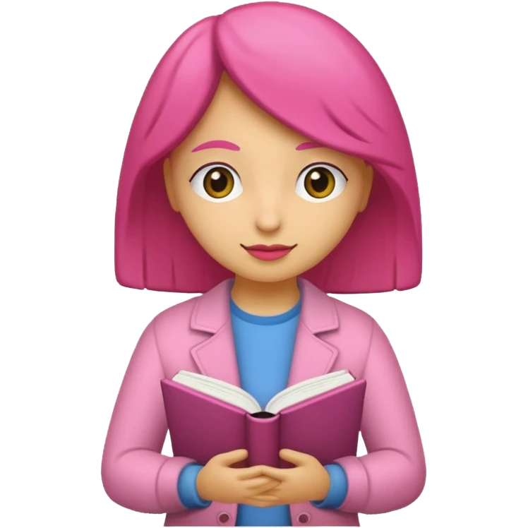 chica rosa pensando con libro ideas emoji