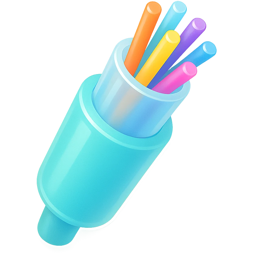 An optical cable illustrated in a playful and vibrant style, representing the fun and exciting aspects of high-speed internet. emoji
