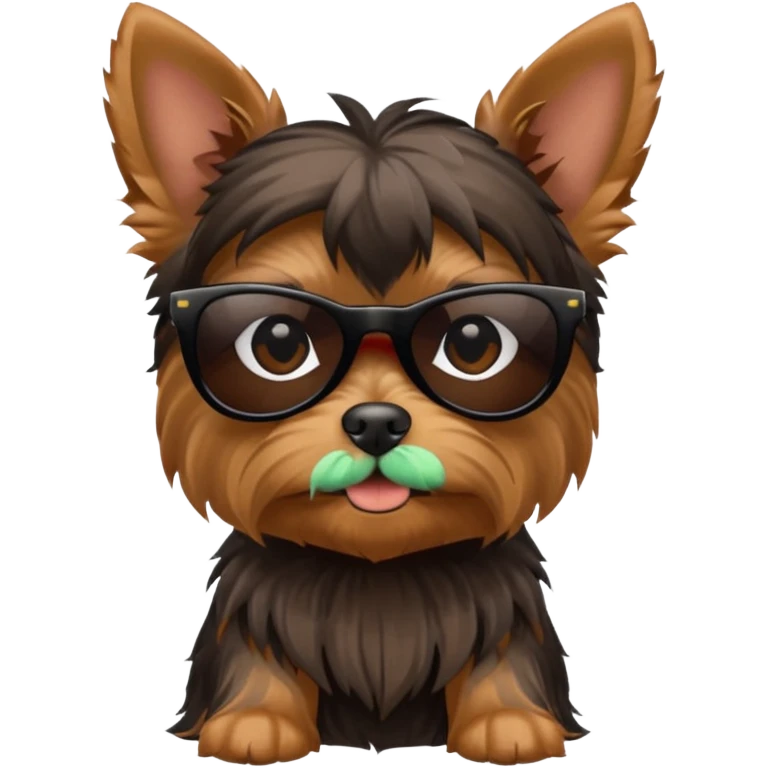 perro shorkshire con lentes de sol completamente negros emoji