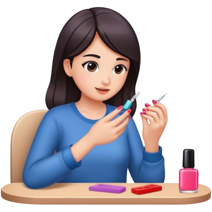 A girl doing her nails emoji