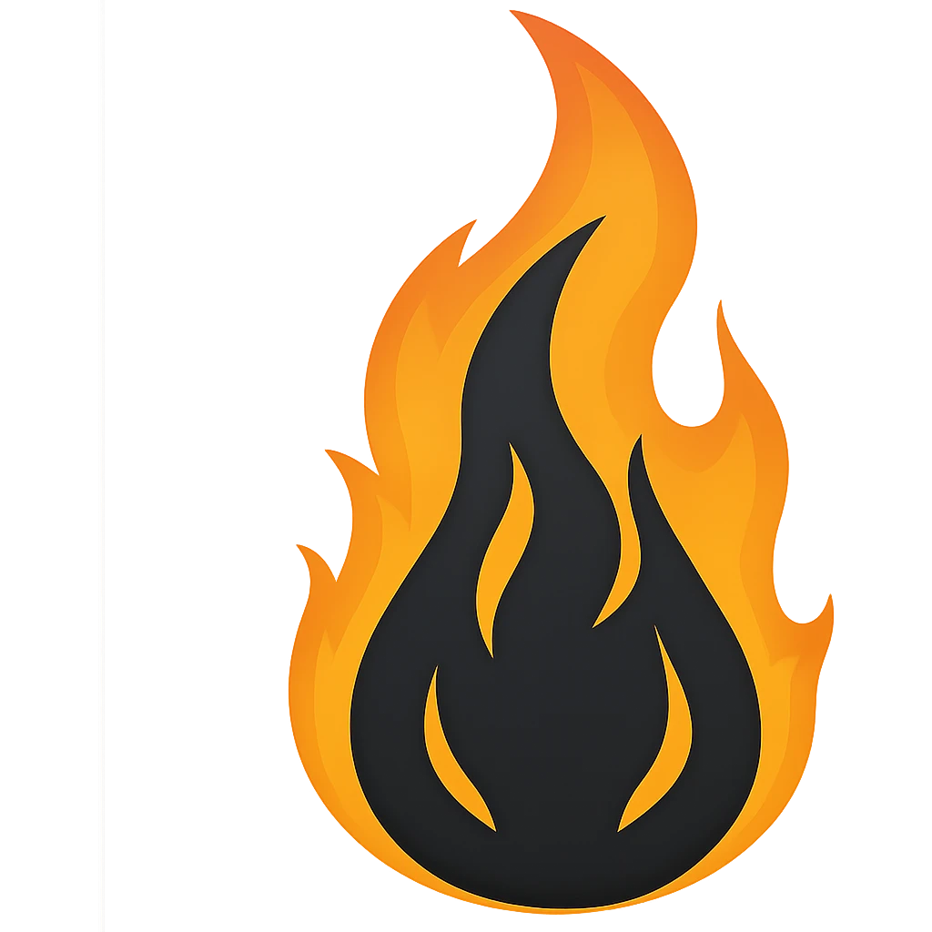 Remove the face and ensure there is no red color. Keep the black flame with no background. The style should maintain the original look but with these edits. emoji