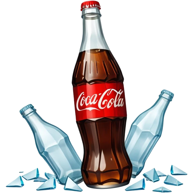 shattered bottle of coca cola split in the middle glass shards emoji