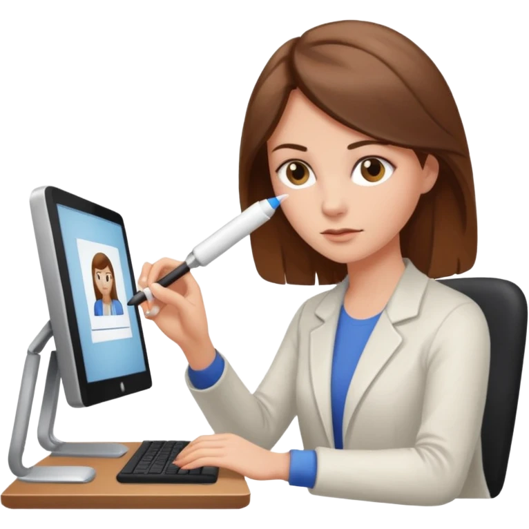 a white woman passes test on computer emoji