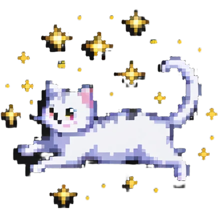 cat floating in space with stars emoji