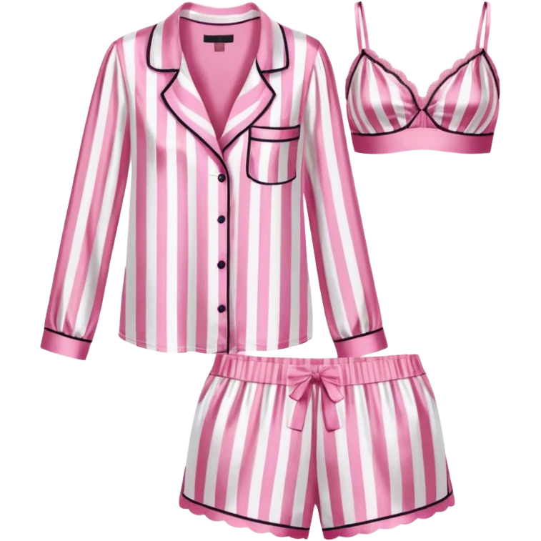 Striped pink and white silk Victoria’s Secret pajama set emoji