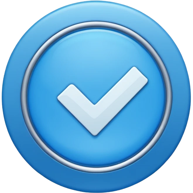 A check mark in a completely blue circle like a max emoji
