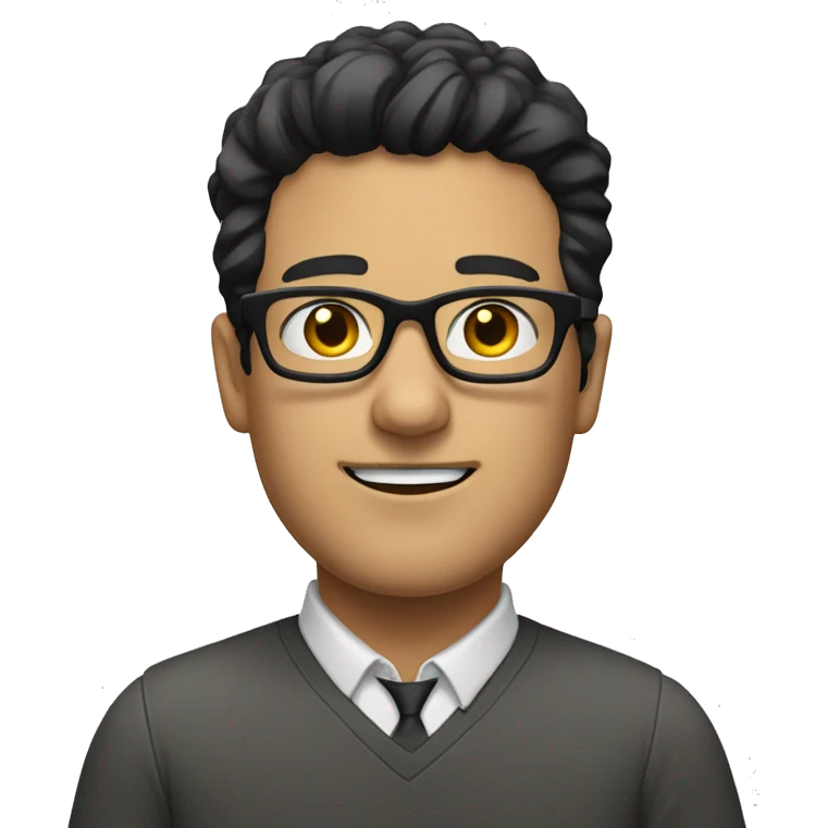 A white man with black hair up to the end of his neck with rectangular glases  emoji