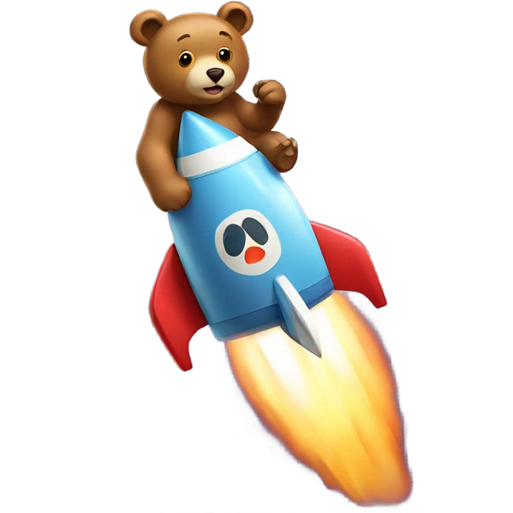 Bear sitting on a rocket emoji