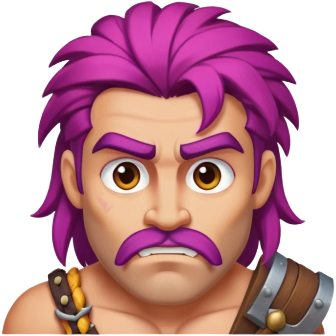 a barbarian with big eyebrows and colourful hair emoji