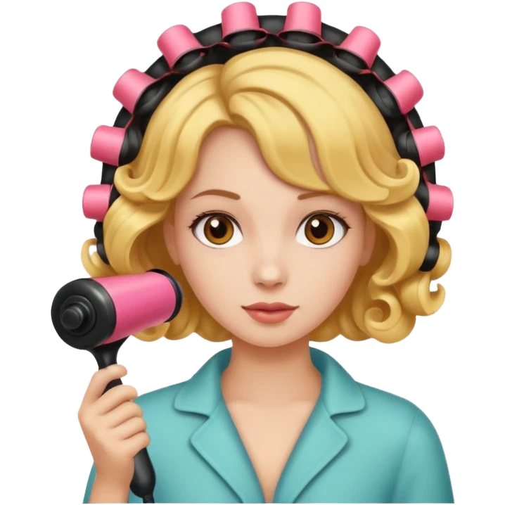 girl with hair curler on head emoji
