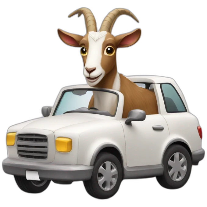 Goat in crown drives a car emoji
