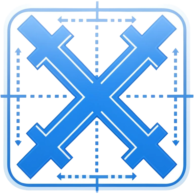 blue blueprint with white lines, an X mark and a dotted path emoji
