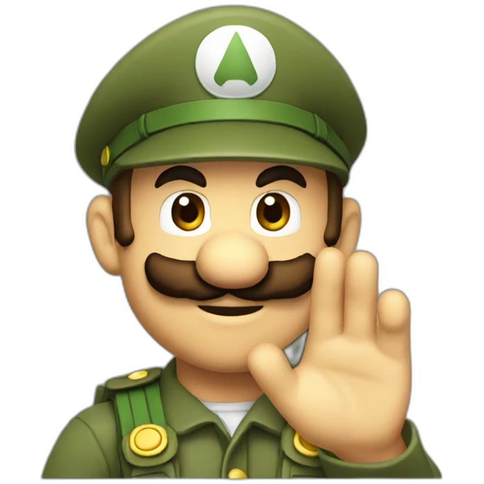 super mario doing a military salute emoji