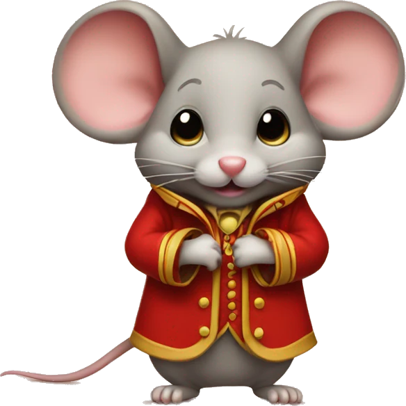 little tan mouse in red circus coat emoji