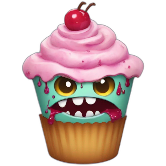 Happy zombie cupcake  emoji