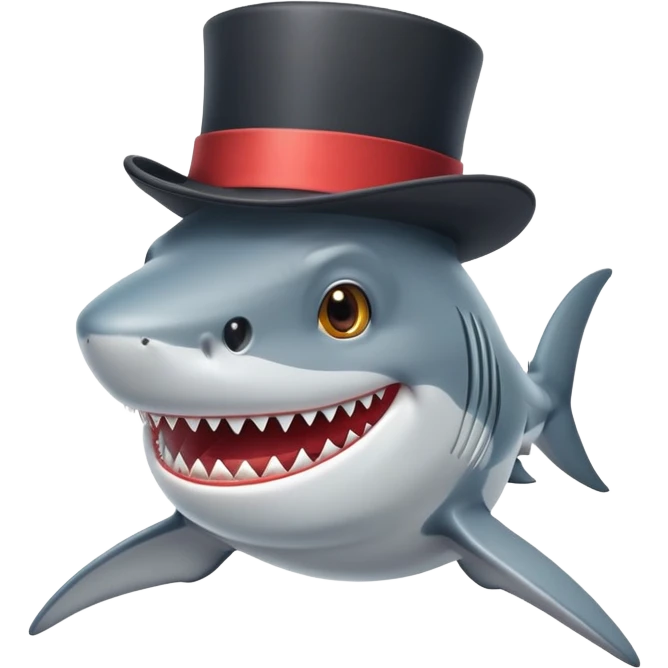 Shark with a top hat emoji