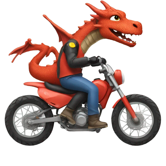 Dragon riding dirt bike emoji