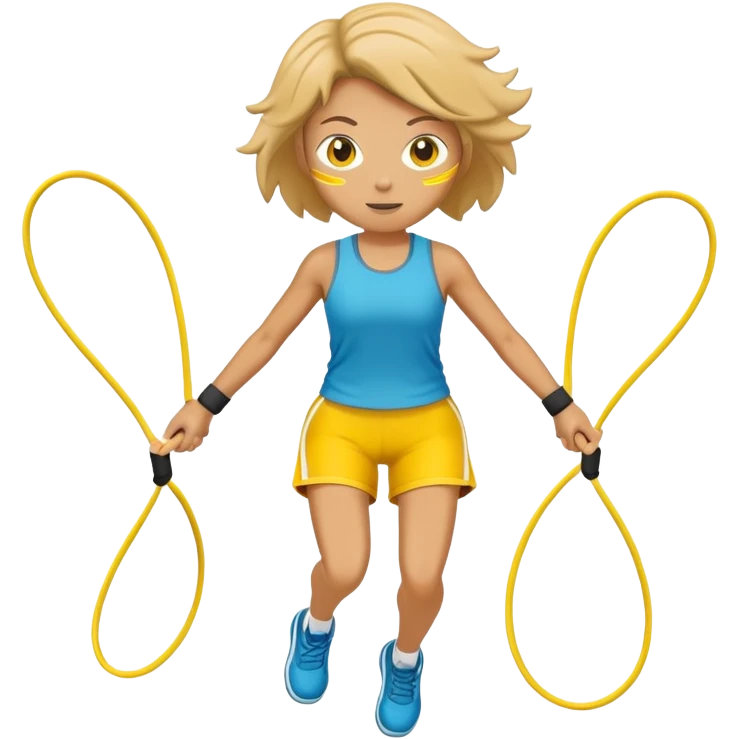 person jumping rope, simple yellow face emoji