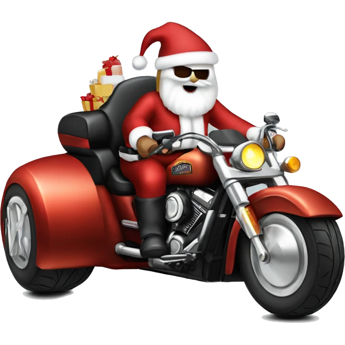 Santa on a Harley Davidson trike emoji