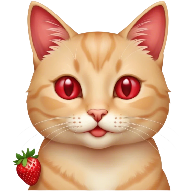 un gato tierno y amoroso que le gusta las frutillas emoji