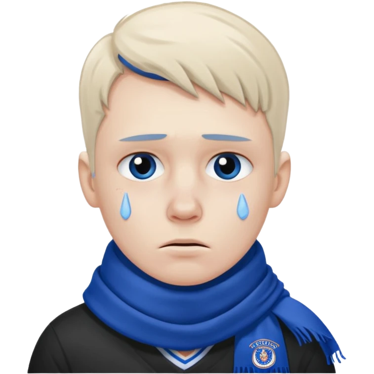 Sad Glasgow rangers fan wearing scarf only. emoji
