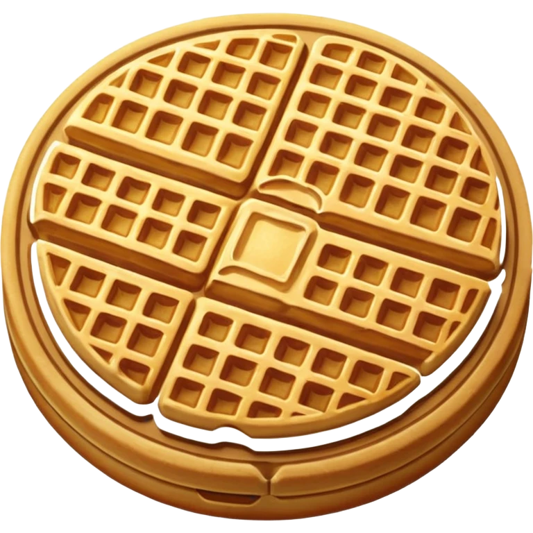 round waffle with grid texture, golden brown emoji