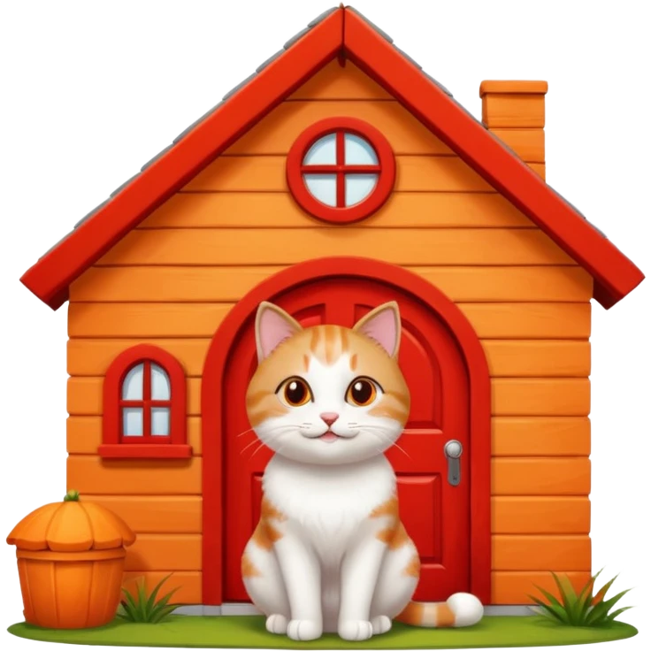 happy cat in front of their new house emoji
