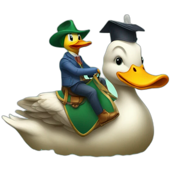 Duck riding acrocodile  emoji