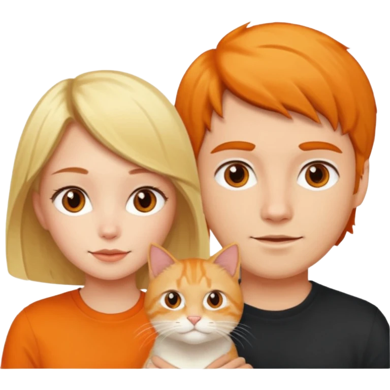 blond-hair-girl-and-brunette-hair-man-and-orange-cat emoji