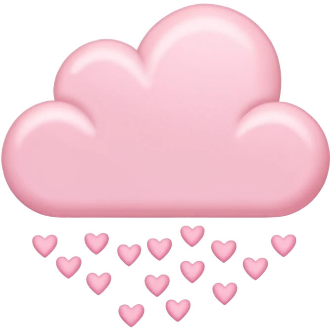 Pastel pink cloud raining pastel pink hearts  emoji