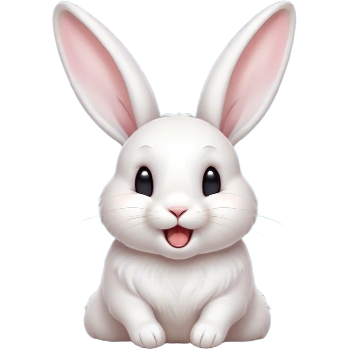 Cinematic Cute Yawning White Rabbit Portrait Emoji, Head tilted slightly with a dramatic, wide-open yawn, showcasing a smooth, silky white fur with floppy ears, round dark eyes barely open in drowsy contentment, Simplified yet irresistibly adorable features, highly detailed, glowing with a soft, cozy glow, high shine, relaxed yet expressive, stylized with a touch of whimsy, bright and endearing, soft glowing outline, capturing the essence of a sleepy yet affectionate bunny, so drowsy it feels like it could stretch out of the screen and curl up for a nap! emoji