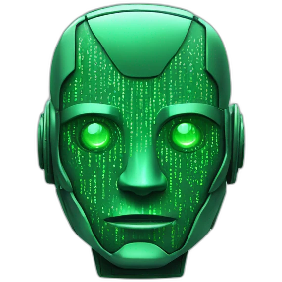 Robot style of green matrix text emoji