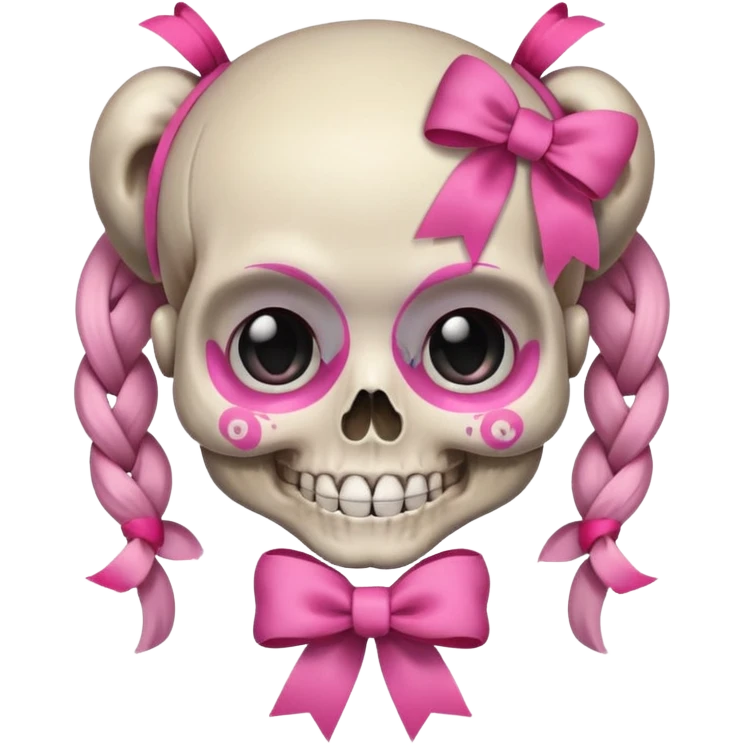skull emoji with pink ribbon pookie emoji