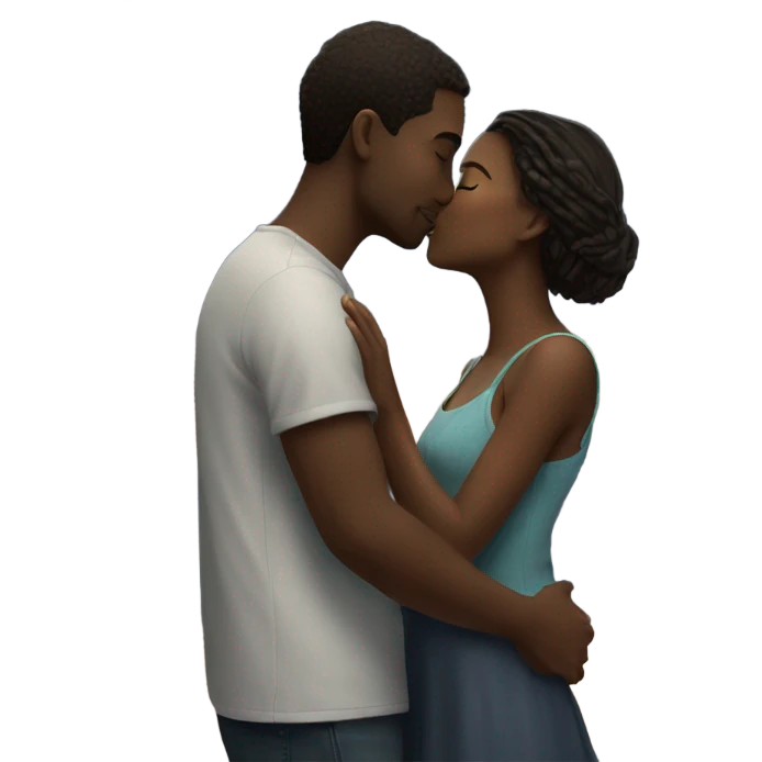 young beautiful couple kissing in the moonlight  emoji