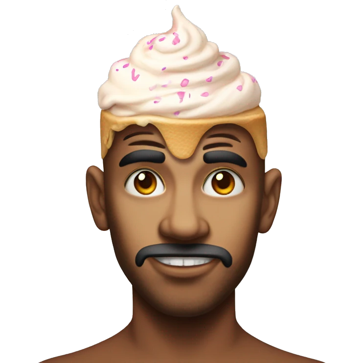 Staring face with ice cream tattooed on his head emoji