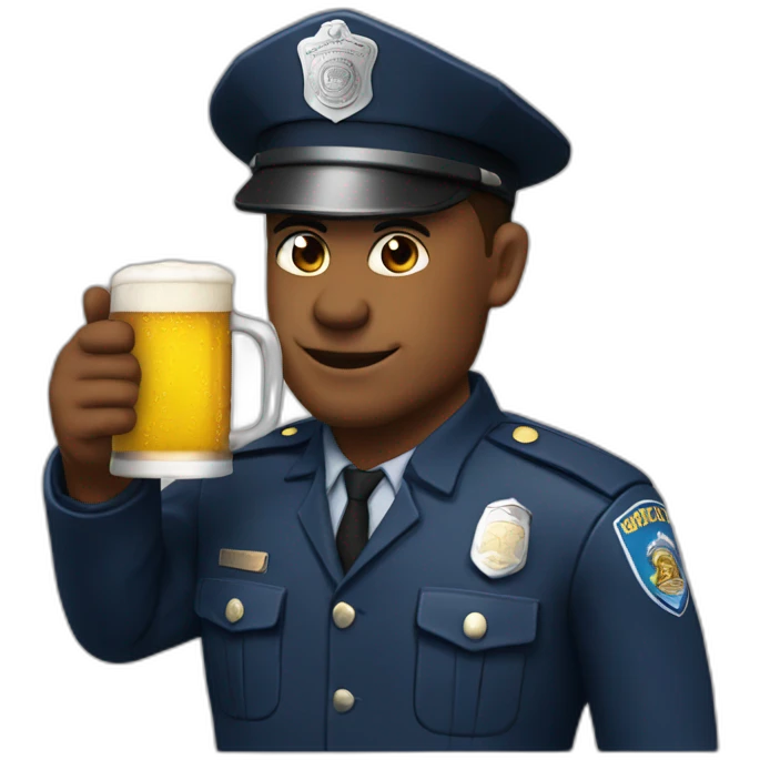 Policeman drinkinh beer emoji