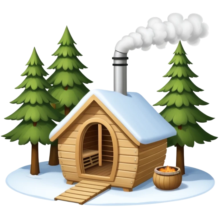 la tent that is a sauna and its smoke out the pipe try one with snow and trees around also
ag den mer som en rundt firkant og sort, også kan det stå SAUNA på emoji