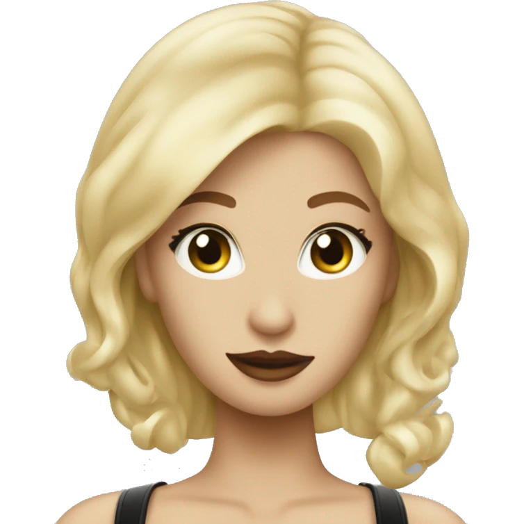 latex blonde beauty in black. emoji