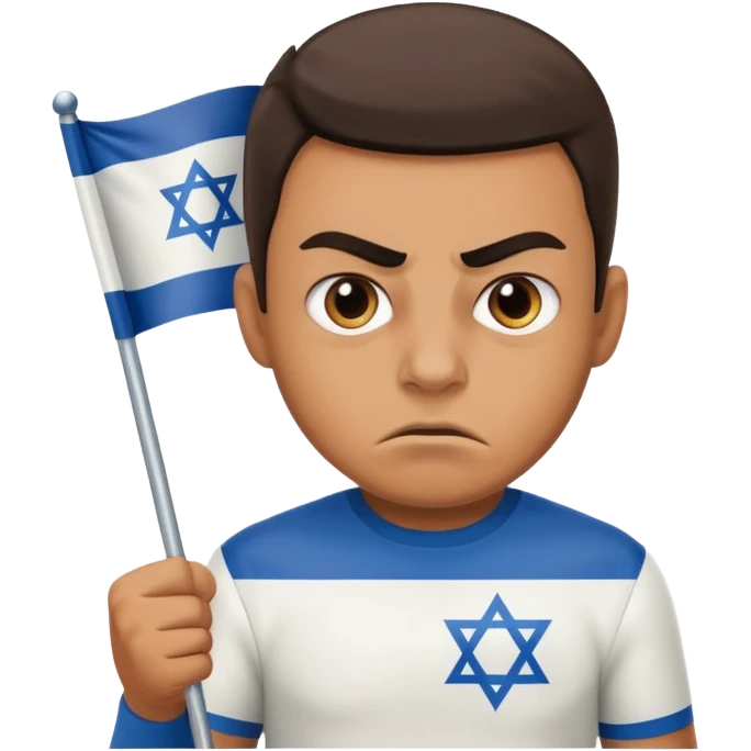 İsrail Bayrak tutan ve çok kızgın bakan adam sevmemiş gibi emoji