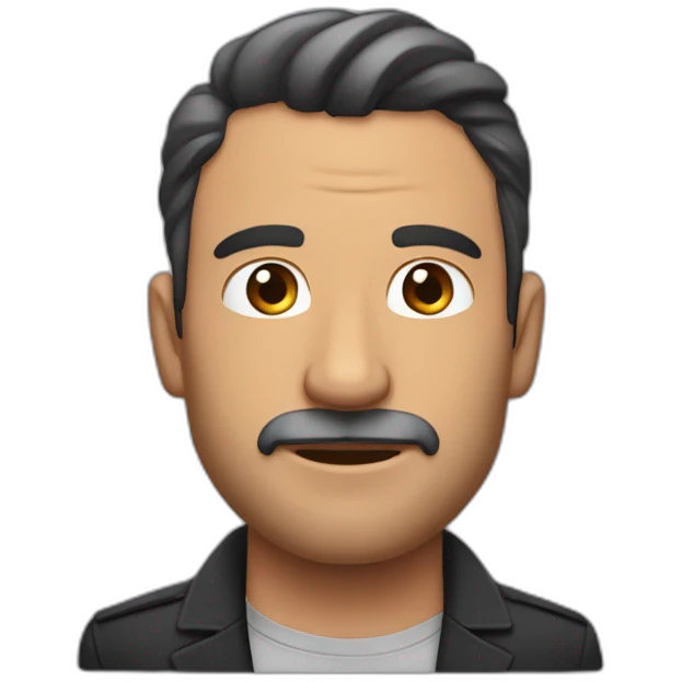 Hombre mayor sin barba ni bigi con músculos emoji
