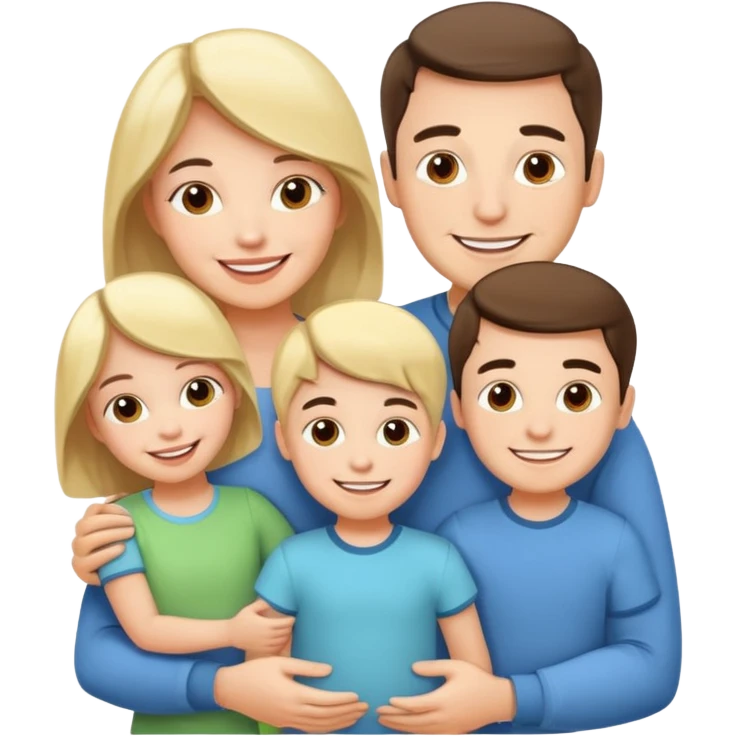 "Husband and wife with 50 children taking a group photo, cheerful, colorful cartoon style, bright and playful." emoji