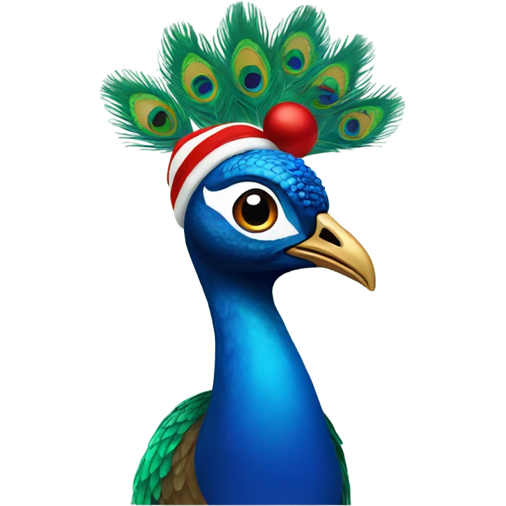 A peacock in a Christmas hat  emoji
