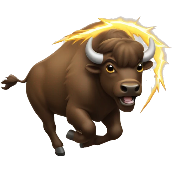 Buffalo running with lightening with word DO written on in emoji