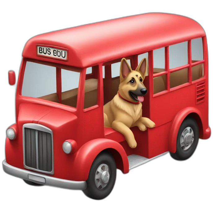 german sheppard drives red bus emoji