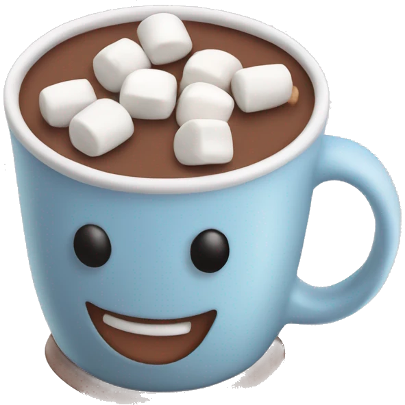 Mug of hot chocolate with mini marshmallows emoji