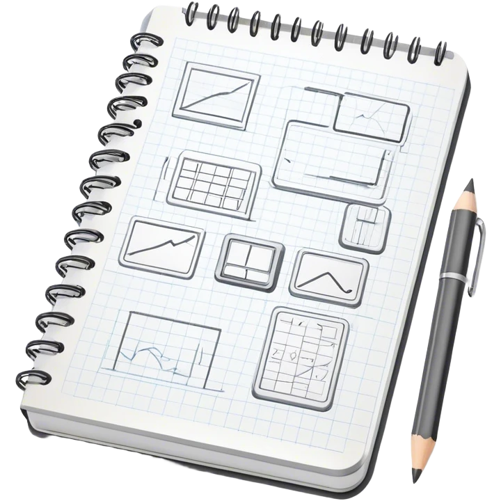 a notebook with lots of technical sketches emoji