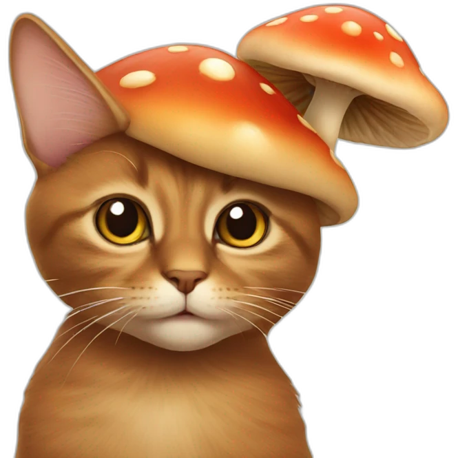 brown cat with a mushroom on its head emoji